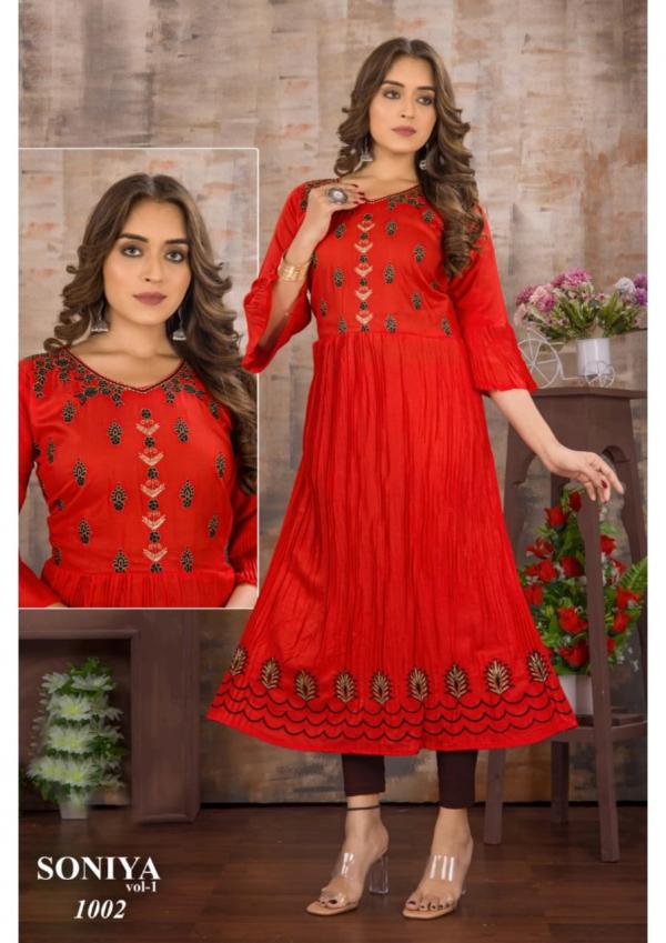 Soniya Vol 01 Ethnic Wear Rayon Anarkali Kurti Collection